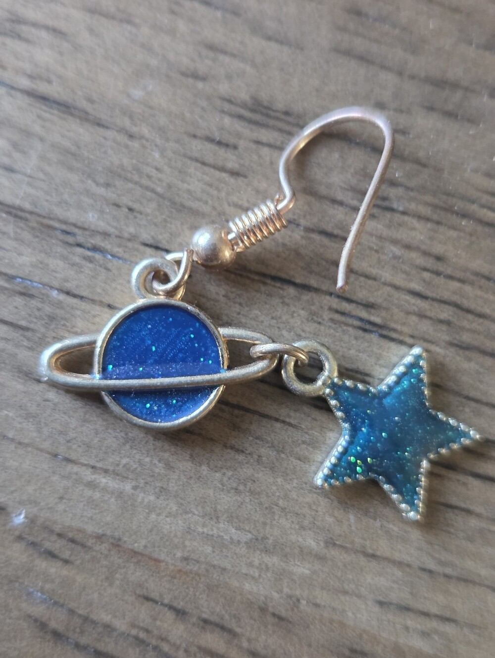 Glitter Enamel Planet & Star Dangle Earrings